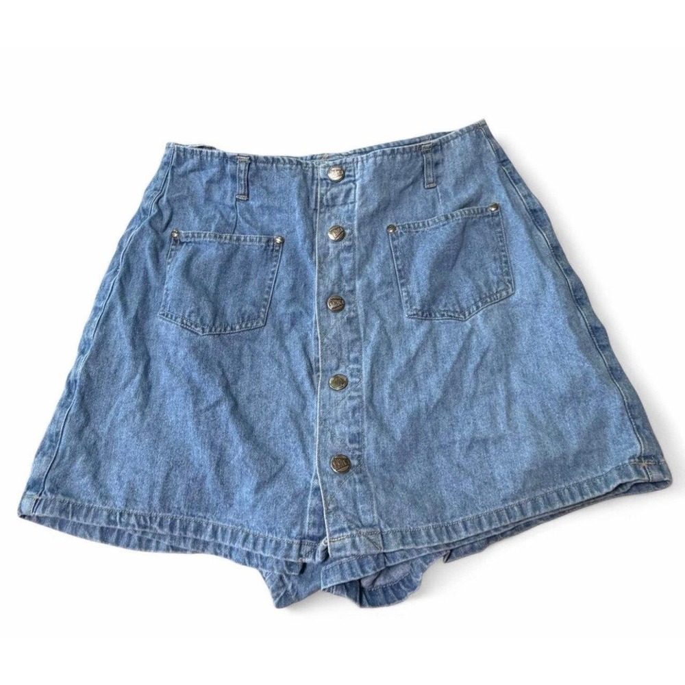 Sostanza Denim Skort Women's Size 10 Button Front Blue Jean Skirt Shorts Y2K
